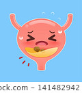 Bladder Stone Cartoon Illustration with Painful Expression and Urinary Health Concept 141482942