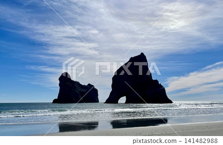 紐西蘭瓦拉里基海灘獨特的岩層 紐西蘭瓦拉里基海灘獨特的岩層 141482988