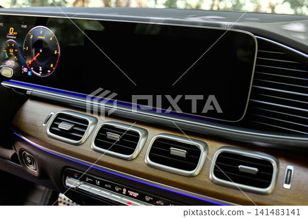 Luxury car dashboard interior with digital display Luxury car dashboard interior with digital display 141483141