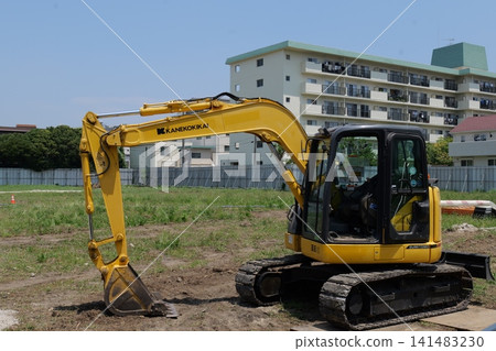 bulldozer Leveling Ground at Construction Site in Japan bulldozer Leveling Ground at Construction Site in Japan 141483230