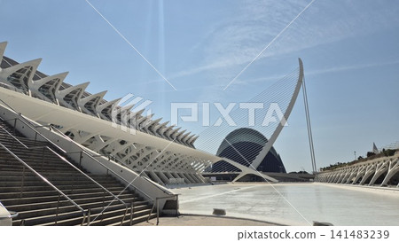 Modern futuristic architecture and cable-stayed bridge Modern futuristic architecture and cable-stayed bridge 141483239