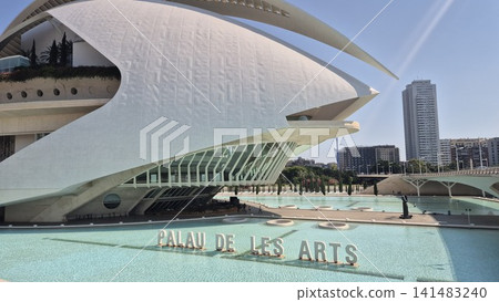 Modern futuristic architecture with reflecting pool Modern futuristic architecture with reflecting pool 141483240