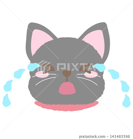 Hand-drawn style icon illustration of a crying black cat Hand-drawn style icon illustration of a crying black cat 141483598