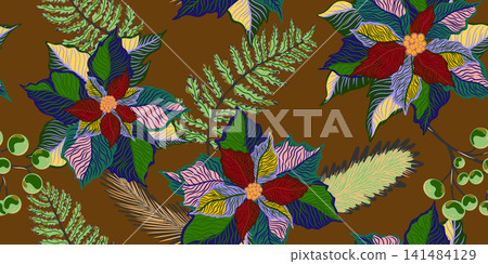seamless pattern with autumn leaves 141484129