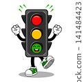 Cute Cartoon Traffic Light Mascot Character Walking 141484423