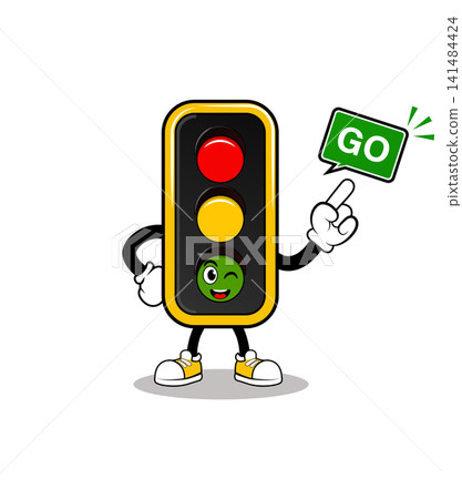 Happy Traffic Signal Character Vector Illustration 141484424