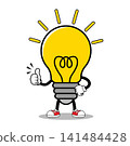 Cute Cartoon Light Bulb Mascot Character Showing Thumbs Up 141484428