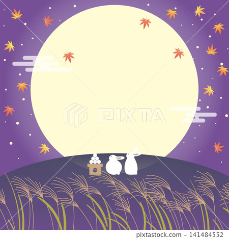 A background image featuring a full moon and a rabbit enjoying moon viewing. 141484552