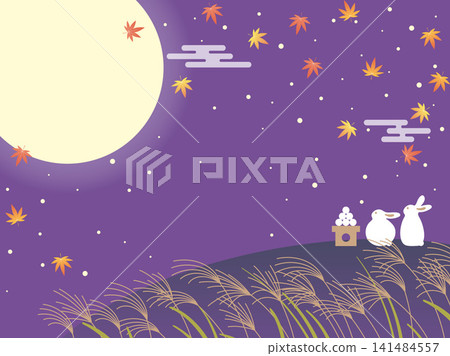 A background image featuring a full moon and a rabbit enjoying moon viewing. A background image featuring a full moon and a rabbit enjoying moon viewing. 141484557