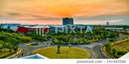 View of modern buildings at dusk View of modern buildings at dusk 141485066