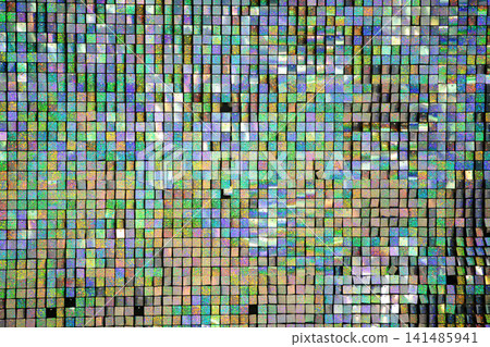 Colorful mosaic pattern created by small tiles reflecting light in varying shades and hues Colorful mosaic pattern created by small tiles reflecting light in varying shades and hues 141485941