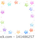A colorful and pop frame with stars and confetti. 141486257