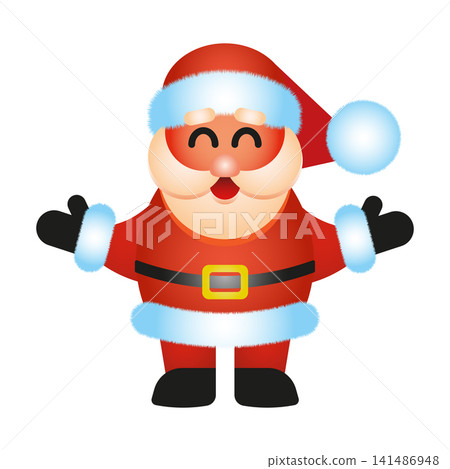 Cute Santa Claus waving his hands, vector icon on a white background 141486948
