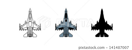 Military fighter jet vector icon set. Military fighter jet vector icon set. 141487007