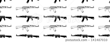 Seamless pattern with assault rifle. Seamless pattern with assault rifle. 141487010