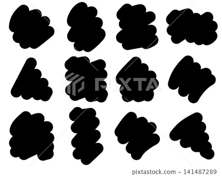A set of hand-drawn style shapes (filled in black) that look like they were colored in with a marker. A set of hand-drawn style shapes (filled in black) that look like they were colored in with a marker. 141487289