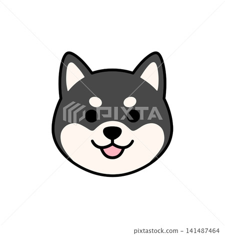 可愛的黑色柴犬臉部圖標 可愛的黑色柴犬臉部圖標 141487464