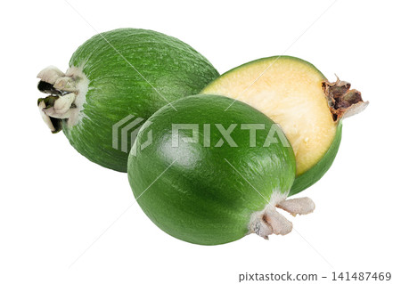 Feijoa fruit isolated on white background Feijoa fruit isolated on white background 141487469