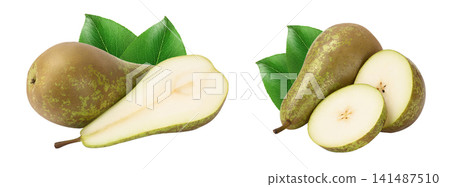 Green conference pear isolated on white background with full depth of field 141487510