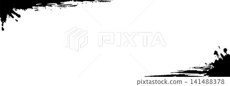 A horizontal header frame drawn with black ink lines (3:1 aspect ratio) A horizontal header frame drawn with black ink lines (3:1 aspect ratio) 141488378