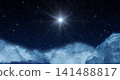 Glowing Star or Christmas Star over the Clouds Shines Brightly in the Starry Night Sky. 141488817