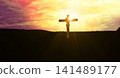 Crucifixion. Jesus Christ. Good Friday at sunset. Biblical scene. 141489177
