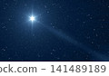A bright star with rays in the starry sky 141489189