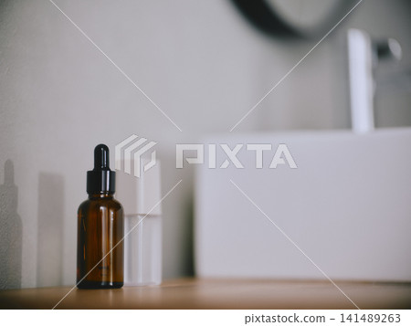 Cosmetics placed in the bathroom Cosmetics placed in the bathroom 141489263