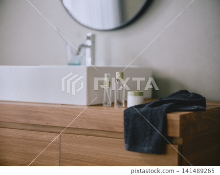 Cosmetics placed in the bathroom Cosmetics placed in the bathroom 141489265