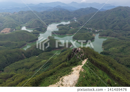 Aerial photograph of Green Island Reservoir in the Fujian Mountains Aerial photograph of Green Island Reservoir in the Fujian Mountains 141489476