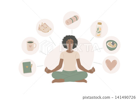 Morning Routine Wellness Infographic Woman 141490726