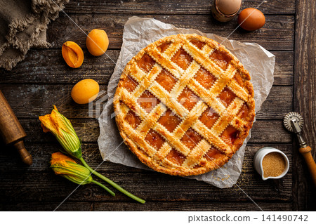 Summer apricot pie Summer apricot pie 141490742