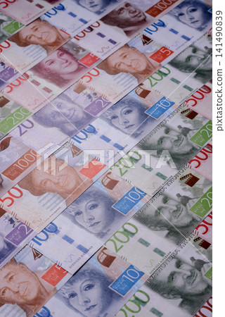 Sweden, Swedish paper money, real banknotes as currency for exchange or travel. Swedish money Sweden, Swedish paper money, real banknotes as currency for exchange or travel. Swedish money 141490839