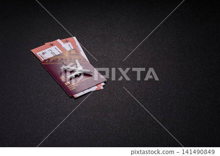Sweden, swedish passport or id document with tickets for flight, travel. Swedish passport Sweden, swedish passport or id document with tickets for flight, travel. Swedish passport 141490849