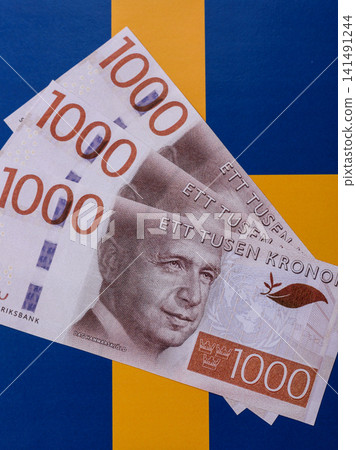 Sweden, Swedish paper money, real banknotes as currency for exchange or travel. Swedish money Sweden, Swedish paper money, real banknotes as currency for exchange or travel. Swedish money 141491244