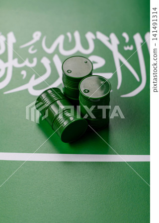 Metal barrels containing oil, gas, or chemicals, with a prohibition sign. Oil barrels Metal barrels containing oil, gas, or chemicals, with a prohibition sign. Oil barrels 141491314