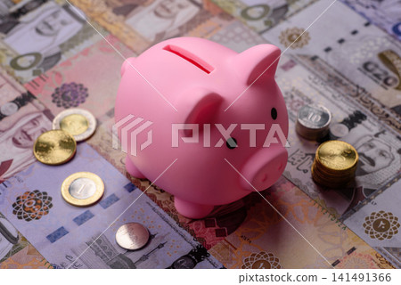 A piggy bank as a concept for storing, accumulating, and saving financial resources. A piggy bank A piggy bank as a concept for storing, accumulating, and saving financial resources. A piggy bank 141491366