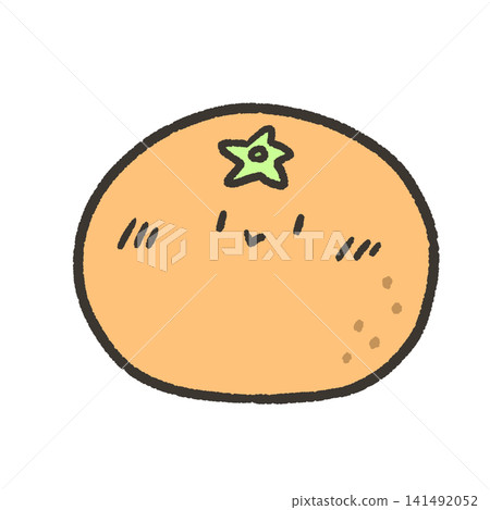 一幅畫著一張臉的橘子的插圖。 141492052