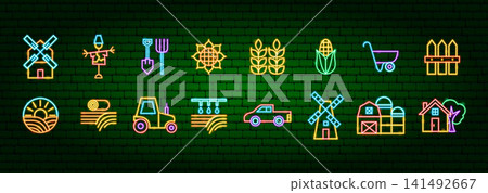 Farm Agriculture Neon Objects 141492667
