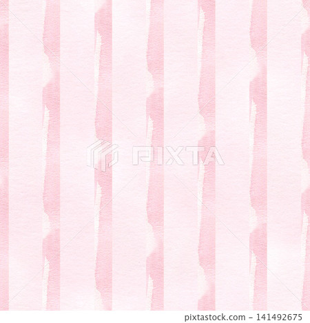Seamless watercolor pattern with soft pink vertical stripes. Elegant and minimalist hand drawn background for textile prints, baby apparel, wrapping paper and romantic stationery Seamless watercolor pattern with soft pink vertical stripes. Elegant and minimalist hand drawn background for textile prints, baby apparel, wrapping paper and romantic stationery 141492675