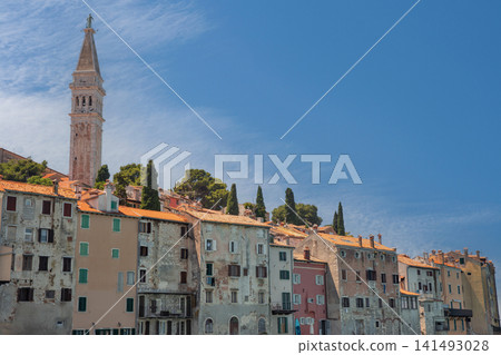 Historic old town of Rovinj with bell tower, Istria, Croatia. Historic old town of Rovinj with bell tower, Istria, Croatia. 141493028