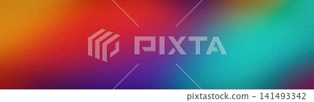 Abstract grainy gradient background with vibrant red orange purple and teal blue tones 141493342