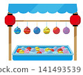 Illustration of a yo-yo fishing stall at a festival 141493539