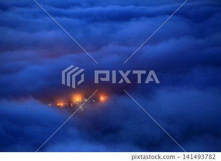 Dawn scenery in Tono City, Iwate Prefecture Dawn scenery in Tono City, Iwate Prefecture 141493782
