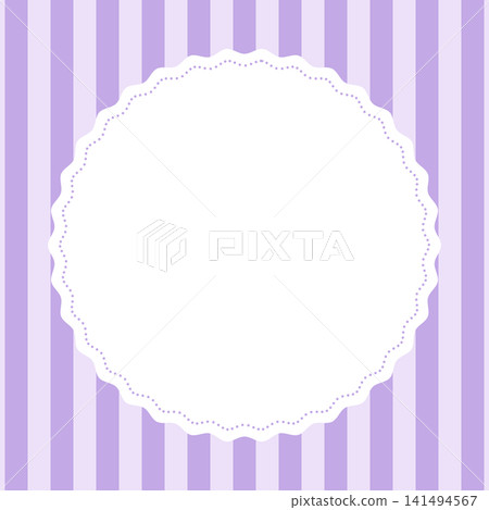 Pastel-colored striped frame (lavender) | Wavy lace round window, translucent material purple Pastel-colored striped frame (lavender) | Wavy lace round window, translucent material purple 141494567