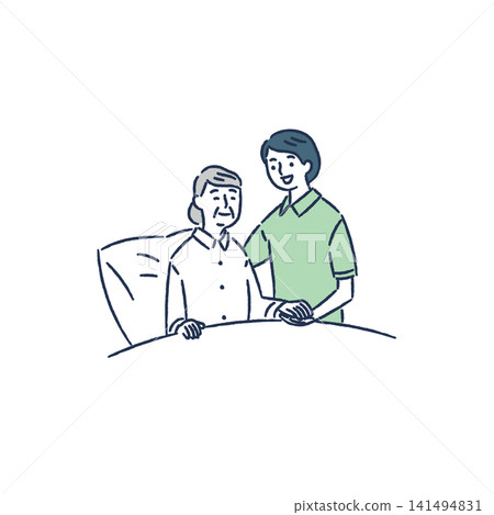 由女性工作人員為老年婦女提供協助 141494831