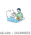 Bathing assistance for elderly women by female staff 141494833