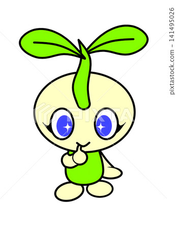 Cute character illustrations featuring young leaves and nature motifs. Cute character illustrations featuring young leaves and nature motifs. 141495026