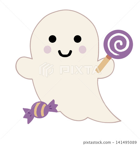 Cute ghost and candy (transparent background) Cute ghost and candy (transparent background) 141495089