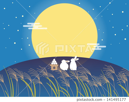 A background image featuring a full moon and a rabbit enjoying moon viewing. 141495177